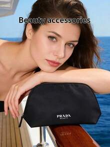 Prada Fashionable Makeup Bag, Handheld, Bathroom Storage Bag, Large Capacity For Travel - Black - View 2