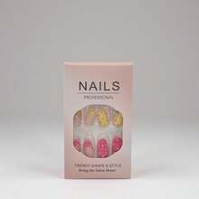24pcs Short Oval Polka Dot Press-On Nail Set, Includes 1 Nail File, Polka Dot Nails Make Your Fingertips Shine, Suitable For Parties, Balls And Daily Wear - Multicolor - View 10