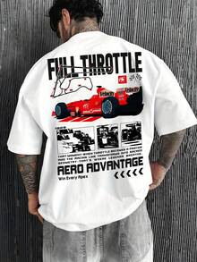 Men's Summer Racing T-Shirt, Loose Fit, Breathable, Soft Material, Suitable For Daily Wear, Unisex. - White - View 1