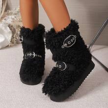 Women's New Furry Boots, Warm Thick Sole With Hidden Heel - Black - View 9