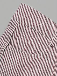 Women's Summer Vertical Striped High Waist Wide Leg Pants, Button Fly Side Seam Detail Loose Long Pants, Suitable For Daily, Office And Vacation - Brown - View 3