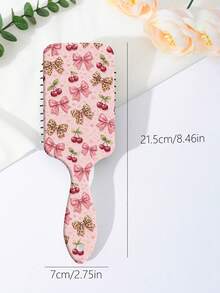 1pc Pink Leopard Print Bow Massage Scalp Comb, High Crown Hair Styling Brush, Detangling Hair Comb - Multicolor - View 4
