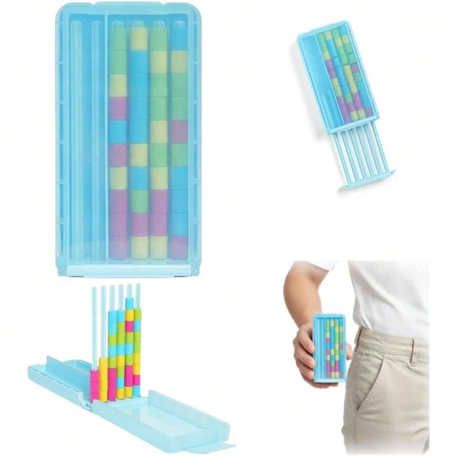 Color Stacking Challenge - Portable Brain Game, Includes 40 Color Rings, Compact Stacking And Color Sorting Challenge, Group Games For Kids And Girls, School Fun And Logic Training, 1pc 1U8C - 1pcs - View 1