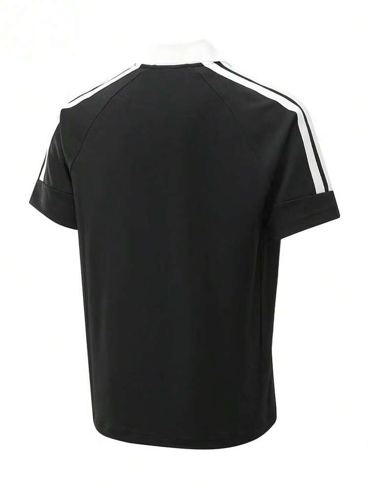 Adidas 夏季新款透氣運動復古球衣風 Polo 領上衣 - 黑與白 - 查看 2