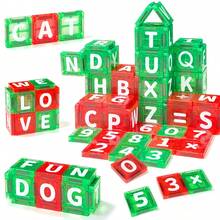 15/26/30/56pcs Mini Magnetic Building Blocks With Numbers And Letters, Spelling And Arithmetic Early Education Stacking Toys, Preschool STEM Learning Set, Toddler Birthday Holiday Gift - Multicolor - View 1
