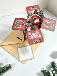 1/2pcs Merry Christmas 3D Greeting Cards, 3D Holiday Gift Cards, Santa Claus Cards, Suitable For Christmas Party Decoration - Christmas Pop-up Card - View 7