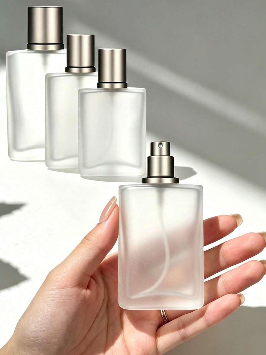 30/50ml Square Frosted Glass Refillable Perfume Atomizer, Silver Cap, Fine Mist Leakproof, TSA Travel Bottle,Funnel, Gift Women Men - Multicolor - View 1