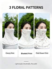 1pc Fresh Ditsy Floral Ear-Loop Face Mask, Sun Protection Neck Gaiter ...