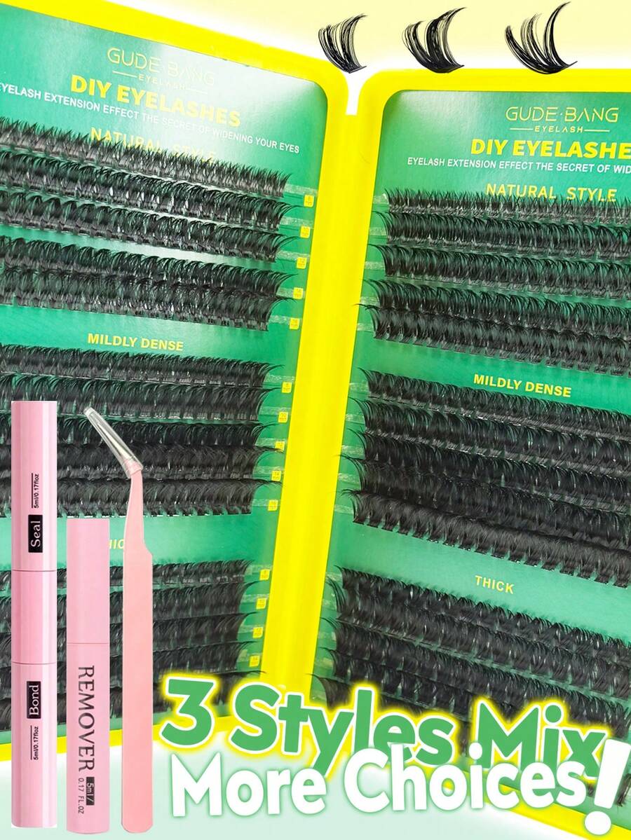 540 pièces Faux Cils en Grappes D Curl Faux Vison, Longueur Mixte 8-16mm, Densité Mixte 60D/80D/100D, Effet Grands Yeux, Comprend Colle, Dissolvant et Ensemble de Pinces, Léger et Réutilisable, Convient aux Débutants pour le Maquillage Quotidien et de Soirée - Noir - Voir 1