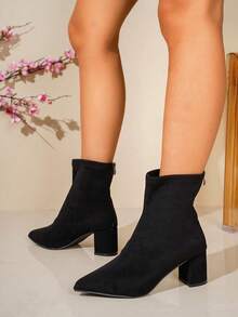 Plus Size Slip-On Boots - Black - View 4