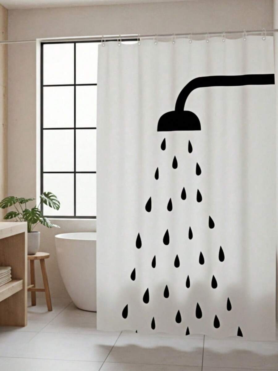 Madebyblanc Rèm tắm phòng tắm dày có họa tiết đầu vòi sen màu đen, chống thấm nước, chống nấm mốc, thích hợp cho phòng tắm, chặn và ngăn cách, không cần khoan, trang trí phòng tắm tại nhà, trang trí mùa thu, phụ kiện phòng tắm trở lại trường học