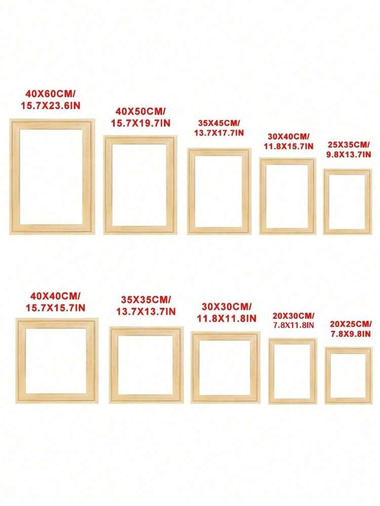 1 Set Wooden Picture Frame, Requires Assembly, Suitable For 30x40cm And 40x60cm Canvas. Pine Wood Frame Suitable For Oil Painting, Diamond Painting And Sketching Practice. Home Decor, Suitable For Graduation Gift, Bachelor Party Gift - Multicolor - View 3