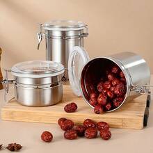 1pc Stainless Steel Airtight Coffee Canister With Clear Lid, Coffee Bean, Ground Coffee, Tea, Sugar & Dry Food Storage Container For Kitchen Pantry Countertop - View 2