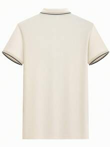 Men's Spring/Summer Cool Daily Commute Casual Minimalist Solid Color Breathable Business Style Turn-Down Collar Polo Shirt - Beige - View 5