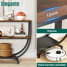 YUDSKU Mesa Recibidor Entrada de 3 Niveles, Consola de Entrada, Mesa de Consola para Sala, Recibidor Entrada Casa, Soporte de TV, Barra de Café, Bufets, Vitrinas y Credenzas - Marrn rstico - Ver 6