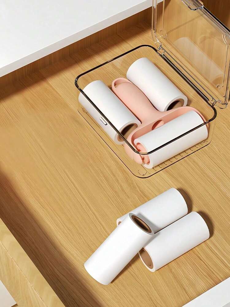 Small Lint Roller With Storage Box, Includes Replacement Paper, Reusable Hair Remover, Unisex, Portable Pet Hair Roller For Clothes, Suitable For Pet Hair, Furniture, Sofa, Carpet, Car Seat, Clothing, Essential Home And Car Travel Accessory Tool - Multicolor - View 4