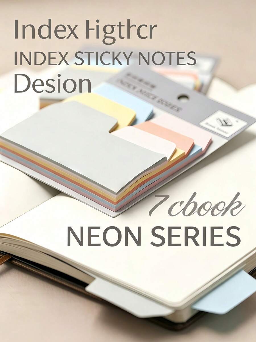 1 pieza Notas adhesivas de pestañas de índice de 6 unicolor, marcadores de página autoadhesivos reutilizables, adecuados para clasificación y marcado de cuadernos, agendas y diarios - Notas adhesivas de colores - Ver 1