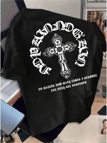 American-Style Men's T-Shirt With English Print, Suitable For Outdoor Activities - 白色 - 查看 6
