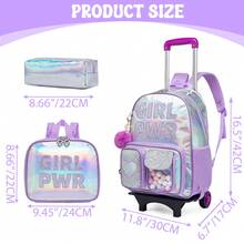 Conjunto de mochila con ruedas 2 en 1 para niñas, bolsa escolar portátil para estudiantes - Maleta con ruedas dos en uno para niñas - Ver 11