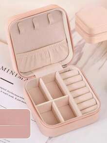 1pc Mini Jewelry Storage Box, Display Box, Travel Zipper Box, Simple Portable Home Decor Gift For Women, Suitable For Organizing Earrings, Necklaces, Rings And Other Jewelry, Compact And Portable, Ideal Gift For Valentine's Day, Christmas, Halloween And New Year - Jewelry Box - View 13