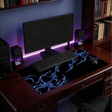 1pc Extra Large Extended Black Base Ice Blue Thorn Pattern Mouse Pad, With Non-Slip Rubber Bottom And Stitched Soft Cloth Material Keyboard Pad. Cold Dark Thorn Aesthetic With Non-Slip Rubber Bottom And Stitched Soft Cloth Material Keyboard Pad, Suitable For Gaming, Home Office And Study Scenes. - View 7