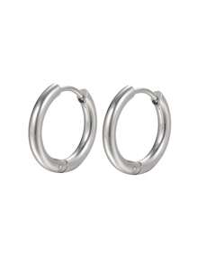 1 Paar minimalistische modische schlichte runde Creolen, eleganter neutraler Stil, Unisex-Design, geeignet für den täglichen Gebrauch - Silber - Übersicht 6