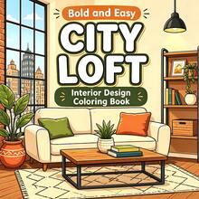 GDTME Bold Easy City Loft Coloring Book: Simple Thick Line City Loft Interior Design, Cozy Modern City Apartment Scenes, Suitable For Beginners And Adults - City Loft - View 12