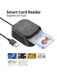 Pembaca Kartu Plug and Play 2-in-1, Kartu Pintar Terintegrasi, Pembaca/Penulis NFC dan Slot Kartu SD, Kompatibel dengan Berbagai Sistem Linux, Mendukung Pembacaan/Penulisan Kartu SIM, RFID, Kartu Bank - Hitam - View 3