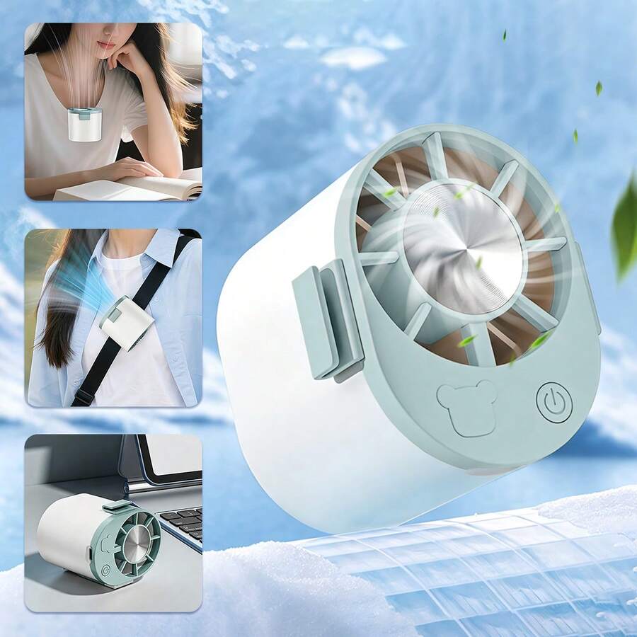1pc Rechargeable Portable Neck Fan, Mini Neck Hanging Bladeless Fan, USB Charging, Rechargeable Mini Bladeless Fan, Air Cooler, Wearable Neck Strap Fan | Outdoor Cooling Accessory | Kitchen Gadget | Summer Travel Essential - Multicolor - View 1