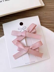 8pcs Mini Ribbon Bow Hair Clips, Solid Color Small Hair Clips, Sweet & Playful Side-Parting Hair Accessories, Cute Girls Daily Makeup Hairstyle Hair Accessories - Multicolor - View 5