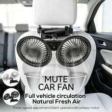 3-Speed Rotatable Car Clip-On Fan, Type-C USB Powered, Plug-In And 3600mAh Rechargeable 2-In-1, Portable Air Circulation Cooling Fan, Suitable For Car Dashboard, Sedan, SUV, Truck - A - View 2