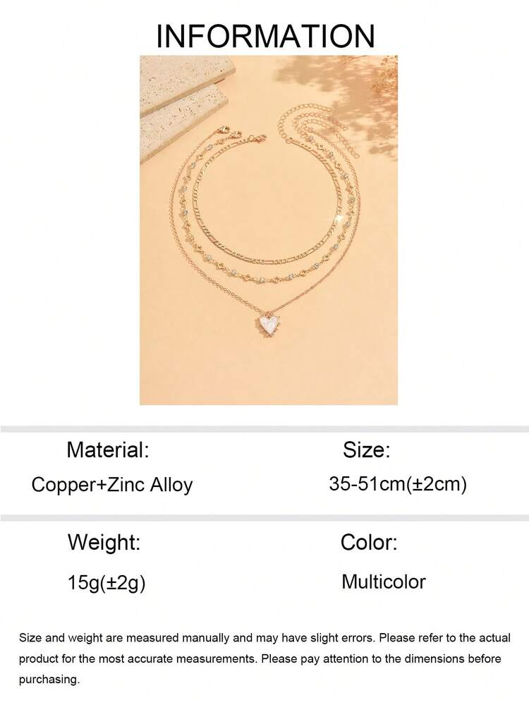 3pcs/Set Casual Fashion Sun Pendant With Amber Water Drop Pendant Decorative Necklace Set, Gold Color Women's Neck Jewelry, Suitable For Daily Wear, Date, Party, Music Festival, Handmade Chain Cut By Length, Number Of Sections Not Fixed - Multicolor - View 5