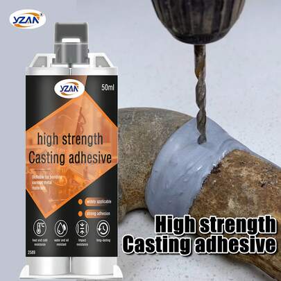 JXVX Epoxy Resin AB Glue Upgraded AB Casting Cold Weld Repair Glue 50ml, High Tensile Heat Resistant Waterproof Adhesive With Mixing Tools, Multi Material Metal Plastic Wood, Radiator Pipe Leak Fix Shoe Slime Glue