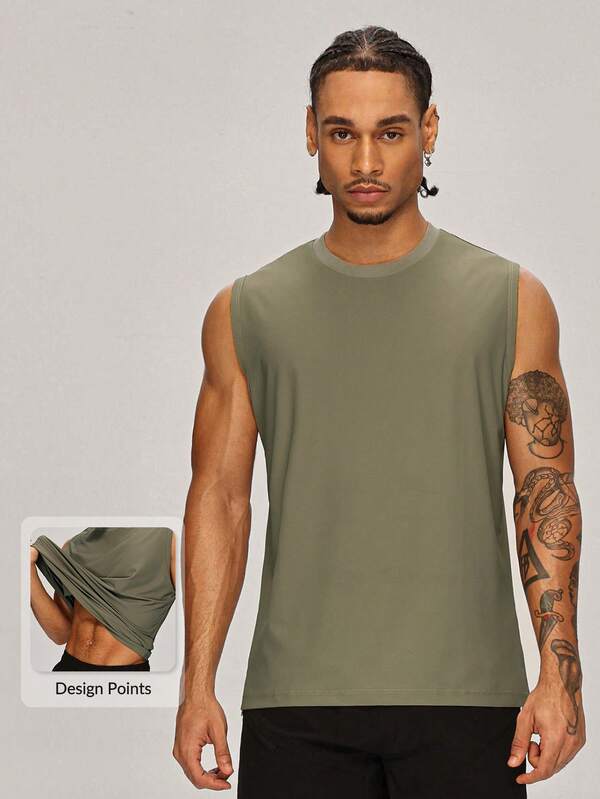 MASKERT Men's Round Neck Sleeveless Sports Tank Top,Breathable Athletic Training Vest,Suitable For Running,Gym Workout, Tennis, Basketball, Cycling And Hiking