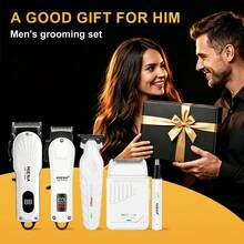 HIENA 5PCS Hair Clipper Set, Cordless Electric Hair Trimmer For Men, Suitable For Daily Haircut, Salon Haircut, Shaving, Nose Hair Trimming, USB Fast Charging, LED Digital Display, Adjustable Combs, Easy To Use For Beginners, Multiple Accessories, Gift Box Packaging, Great Holiday Gift - View 9