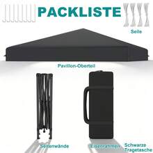 3x3m Outdoor Faltpavillon, höhenverstellbar, schneller Einhandaufbau, stabiler Sonnenschutz Pavillon für Garten und Camping - Dunkelgrau - Übersicht 5