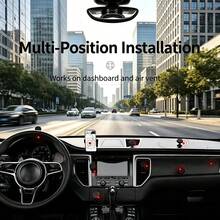 1pc Car Phone Holder Suction Cup Magnetic Air Vent Dashboard Adhesive Car Interior Mount - Silver - View 3
