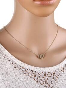 1pc Zodiac Sign Symbol Pendant Clavicle Chain Necklace With Constellation Card, Birthday Gift - Silver - View 5
