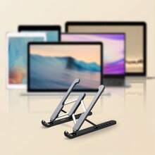 1pc Black Laptop Holder Stand Foldable Aluminum Alloy Laptop Cooling Bracket Lifting Cooling Holder Non-Slip Foldable Laptop Stand - Black - View 1