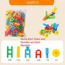 108/216pcs Building Blocks Children's Toy, Suitable For 3-12 Years Old Kids, Back To School Supplies, Christmas Stocking Stuffer Gift, Interactive Educational Early Learning STEM Toy, Montessori Toy For Children 3 Years And Above (Some Parts Color Randomly Sent) - Multicolor - View 10
