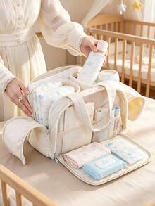 1pc Lightweight Mommy Bag, Stroller Hanging Bag, Large Capacity Compartments With Dual Openings, Suitable For Baby Bottles, Cosmetics And Travel Toiletries - Multicolor - View 4