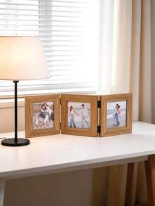 1pc Vintage Foldable Desktop Photo Frame, Square Divided Compartment Tabletop Picture Frame, Suitable For Couples Anniversary Valentine's Day Bedroom Desk Decor Ornament[Frame Only, No Photos Included] - Hinge Photo Frame - View 6