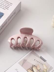 2pcs/1set 4.33inch/11cm Large Hair Clips, Elegant Curved White Solid Color Pink Minimalist Hair Clips, Suitable For Thick Ponytail Daily Styling Accessories - Multicolor - View 4
