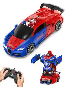 1pc Dual-Mode Transforming RC Car Toy, One-Touch Automatic Switch Between Racing Car And Robot Form, Suitable For 4-7 Year Old Boys, 3, 4, 5, 6, 7...12 Year Old Kids Boys And Girls, Perfect Gift For Christmas, Halloween, Thanksgiving, Easter, 2.4GHz Remote Control Car, Fast 360° Rotation - Multicolor - View 3