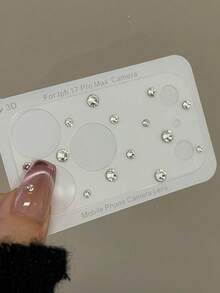 INS Korean Style Colorful Rhinestone Stickers Compatible With Iphone 17 Pro Max Transparent Lens Film, New Apple 17 Pro Rear Camera Anti-Scratch Luxury Protective Film - Silver - View 6
