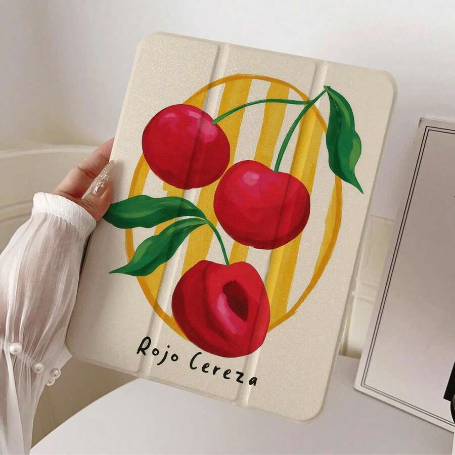 1件紅色櫻桃印花平板保護殼,相容於 iPad PRO/AIR、Pad 5/6/7、MatePad - 彩色 - 查看 1