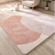 1pc Cream Style Pink & Purple Color Block Carpet, Autumn/Winter Thickened Rug, Thick Carpet, Plush Carpet, Thickened Carpet, Decorative Carpet, Bedroom Decor, Small Rug, Carpet, Home Decor, Bedroom Carpet, Living Room Home Decor - Multicolor - View 4