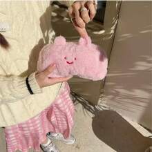 1pc Fluffy Plush Pencil Case, Back To School Supplies, Cute Ins Style Multi-Function Large Capacity Storage Bag Student Stationery Pouch - X - View 3