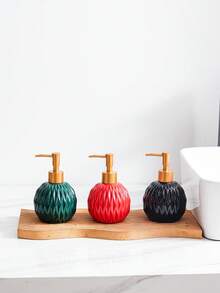 1pc Ceramic Round Bathroom & Kitchen Dispenser Bottle, Nordic Luxury High-End Spherical Rhombus Embossed Texture Minimalist American Creative Solid Color Multi-Color Shower Bottle, Hotel Restaurant Cafe Bar Bathroom Kitchen Home Decor Ornament, Shampoo Body Wash Hand Soap Detergent Lotion Dispenser Pump Bottle - Multicolor - View 6