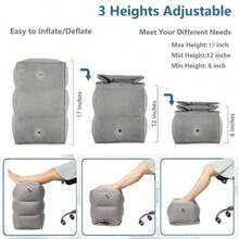 1pc Inflatable Foot Pillow, Press To Inflate, Ultra-Lightweight And Foldable, Suitable For Airplane, Train, Car, Business Travel, Nap, Adjustable Air Cushion Footrest, Unisex, Travel Essential, Travel Accessory, Summer Vacation, Back To School Supplies - Inflatable Footrest - View 4